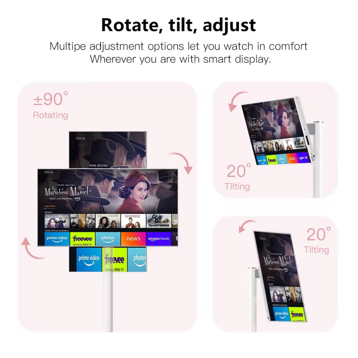24 Inch Portable Tv with 13MP Camera Smart Mobile Rotation Monitor Touch screen smart portable